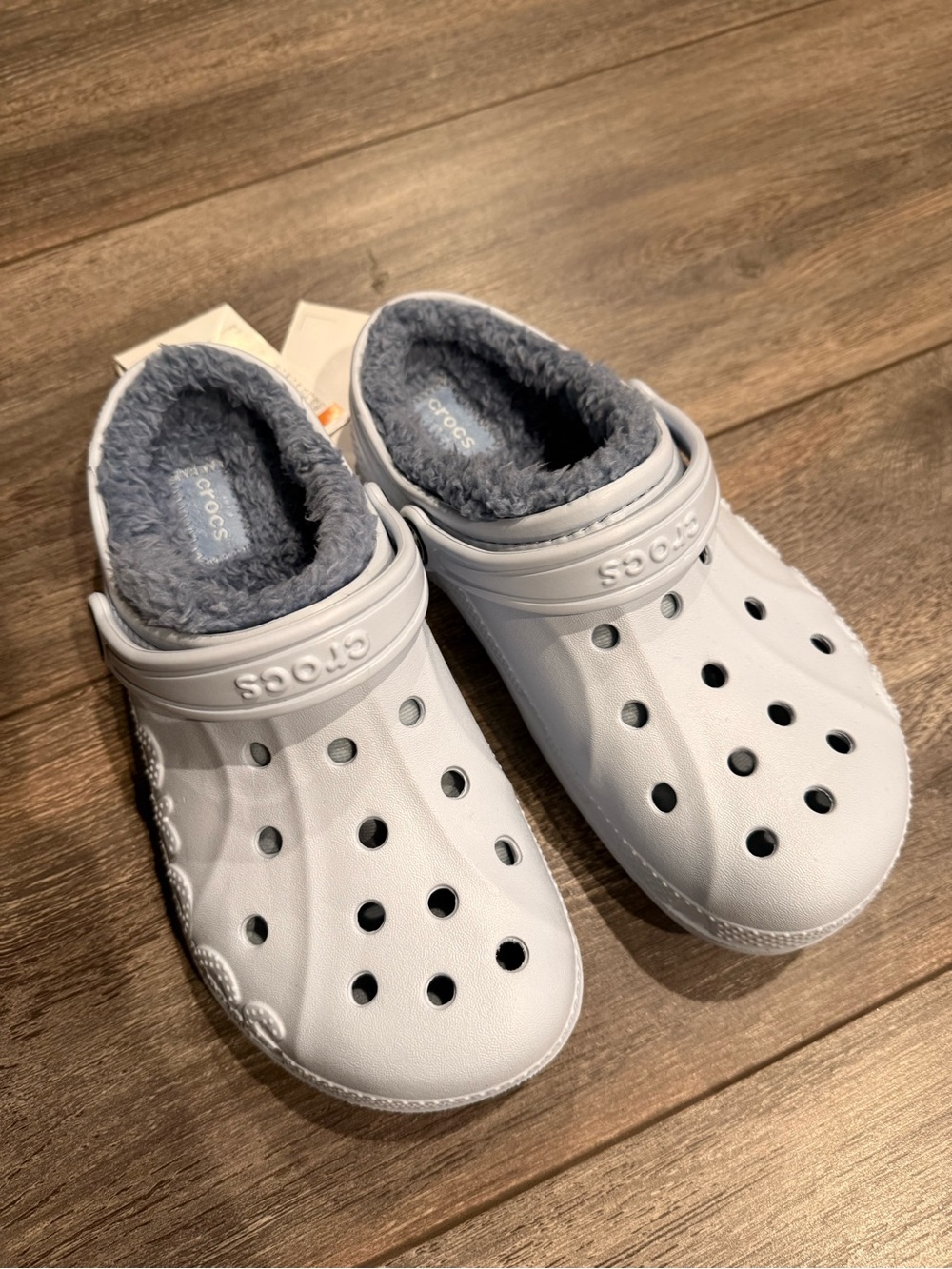 CROCS Kids Classic Lined Clog - White with Gray Lining